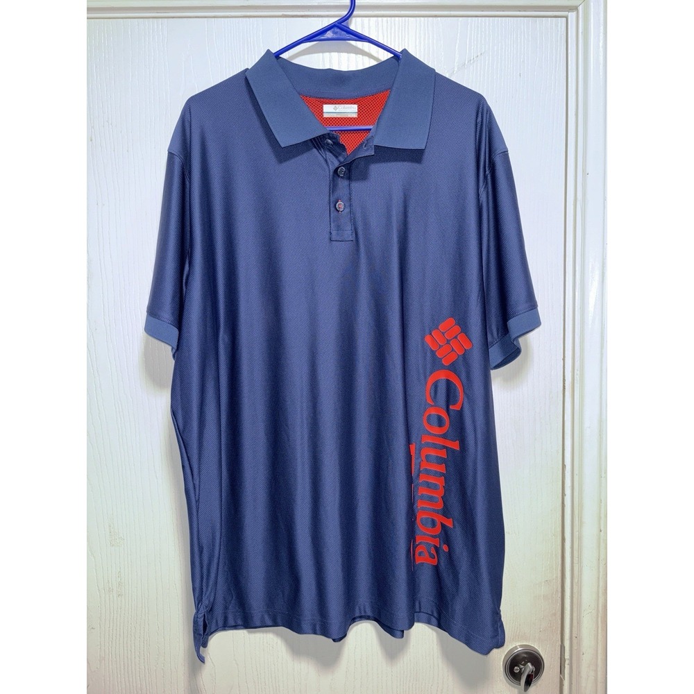 Columbia PFG Omni-Shade Blue Fishing Golf Polo Shirt Mens Size XLarge
